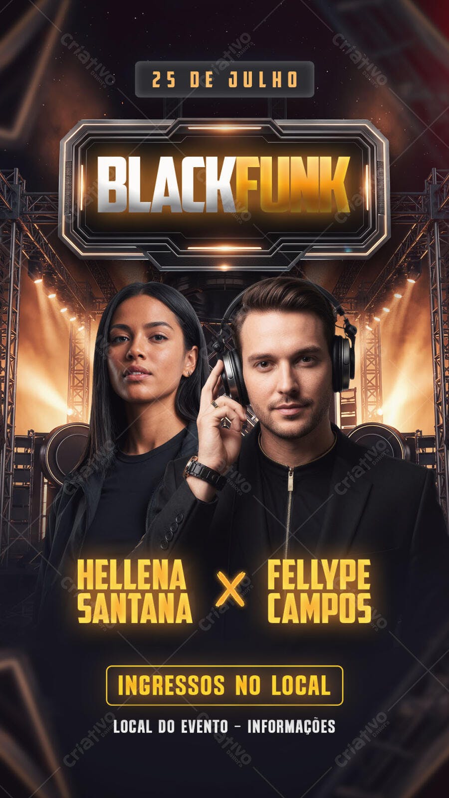 Flyer Blackfunk Festa Balada 25 de Julho PSD Editável