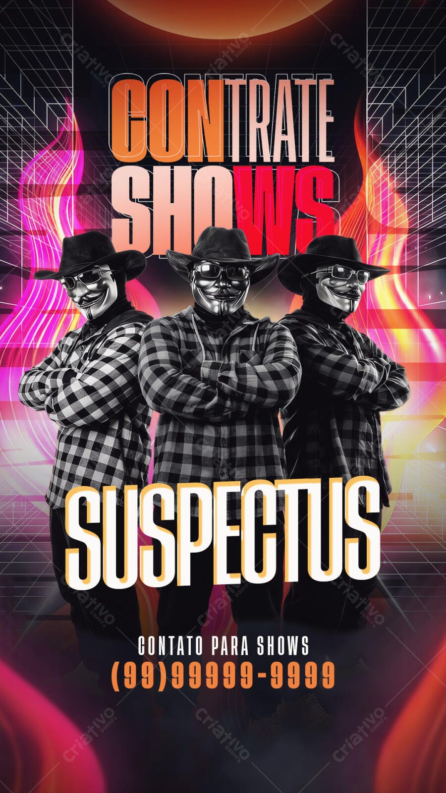 Flyer Contrate Shows Suspectus Eventos PSD Editável