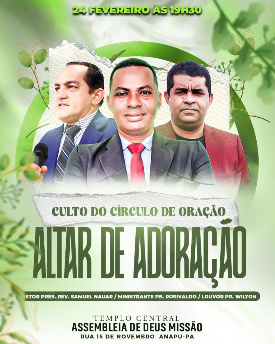 Flyer Culto Altar de Adoração Igreja Evangélica PSD Editável