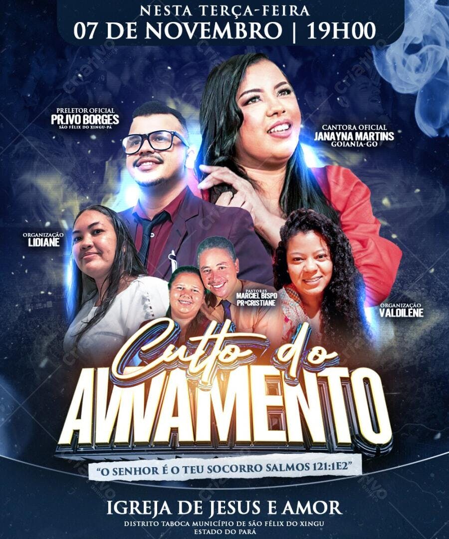Flyer Culto Avivação Novembro Igreja Evangélica PSD Editável