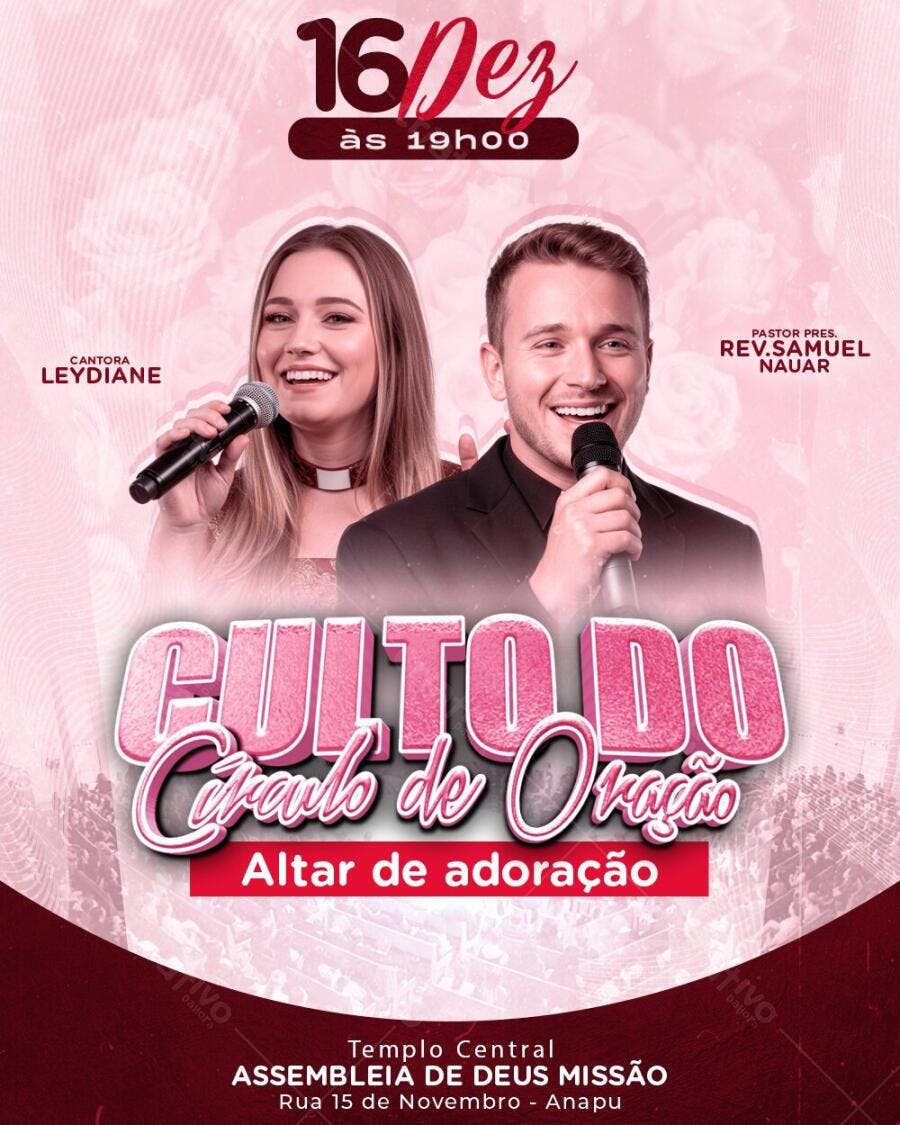 Flyer Culto Círculo de Oração Dezembro PSD Editável