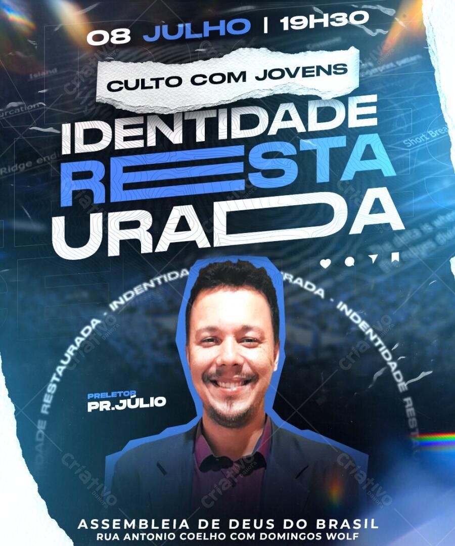 Flyer Culto com Jovens Igreja Evangélica PSD Editável