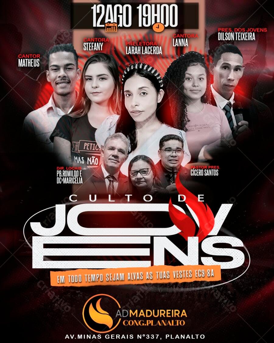 Flyer Culto de Jovens Igreja Cristã PSD Editável
