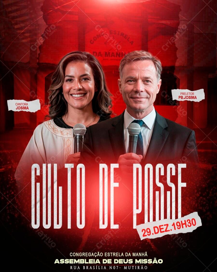 Flyer Culto de Posse Igreja Evangélica PSD Editável