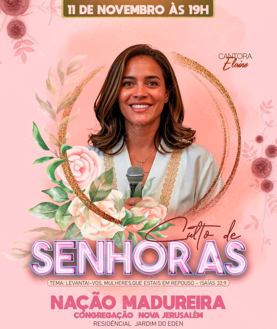 Flyer Culto de Senhoras Igreja Evangélica PSD Editável