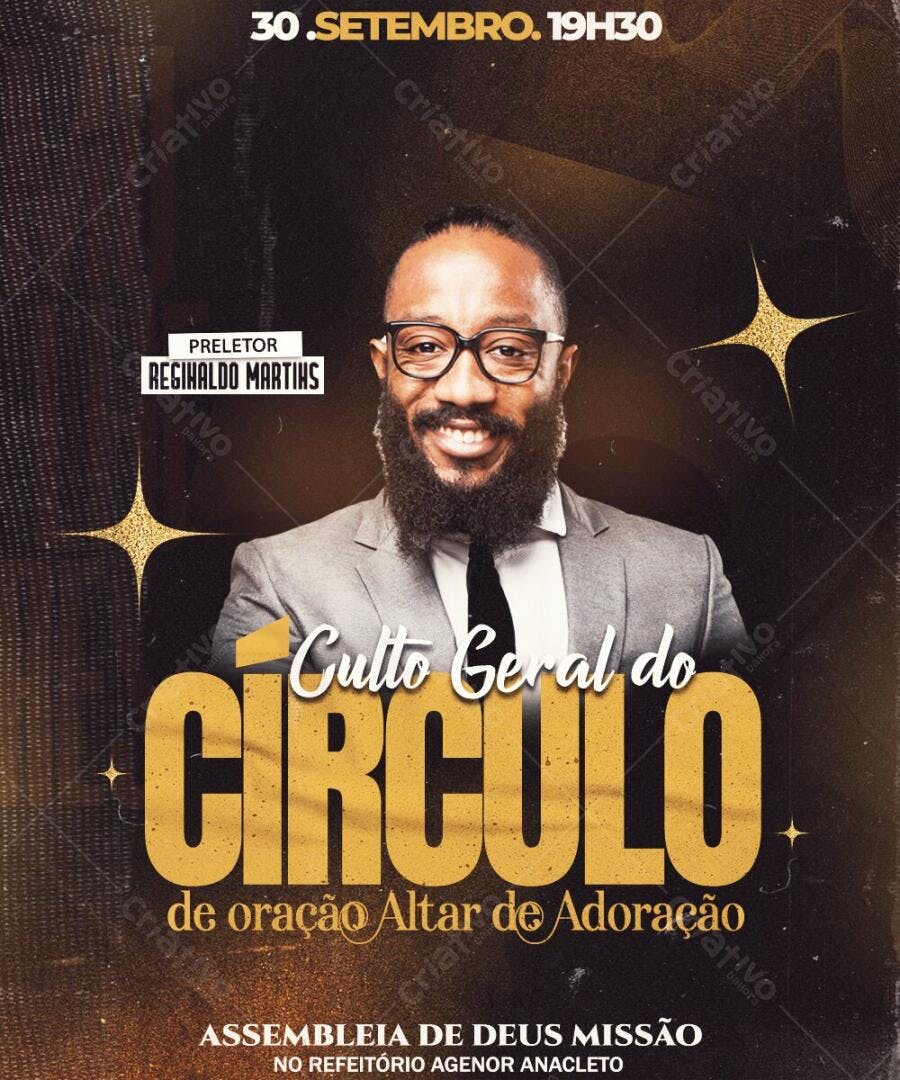 Flyer Culto Geral Círculo de Oração Setembro PSD Editável