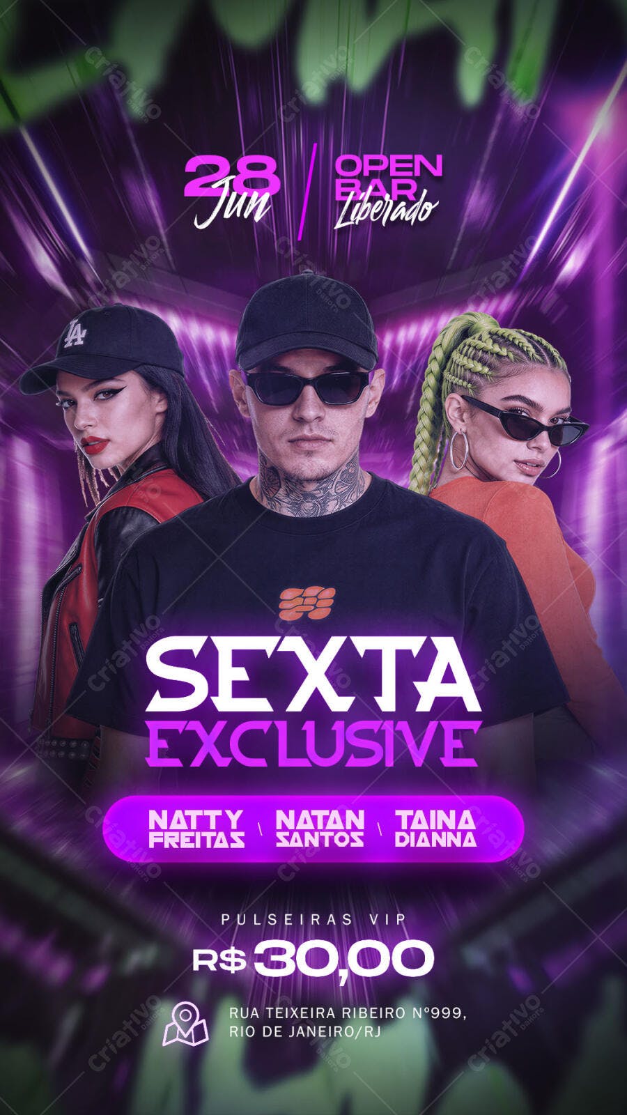 Flyer Festa Balada Sexta Exclusive Junho PSD Editável