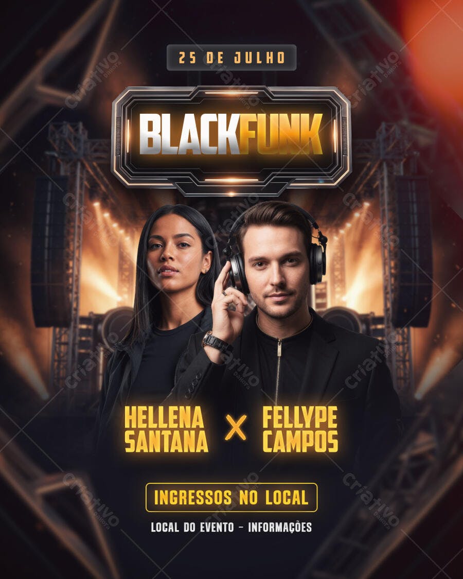 Flyer Festa Black Funk Balada 25 de Julho PSD Editável