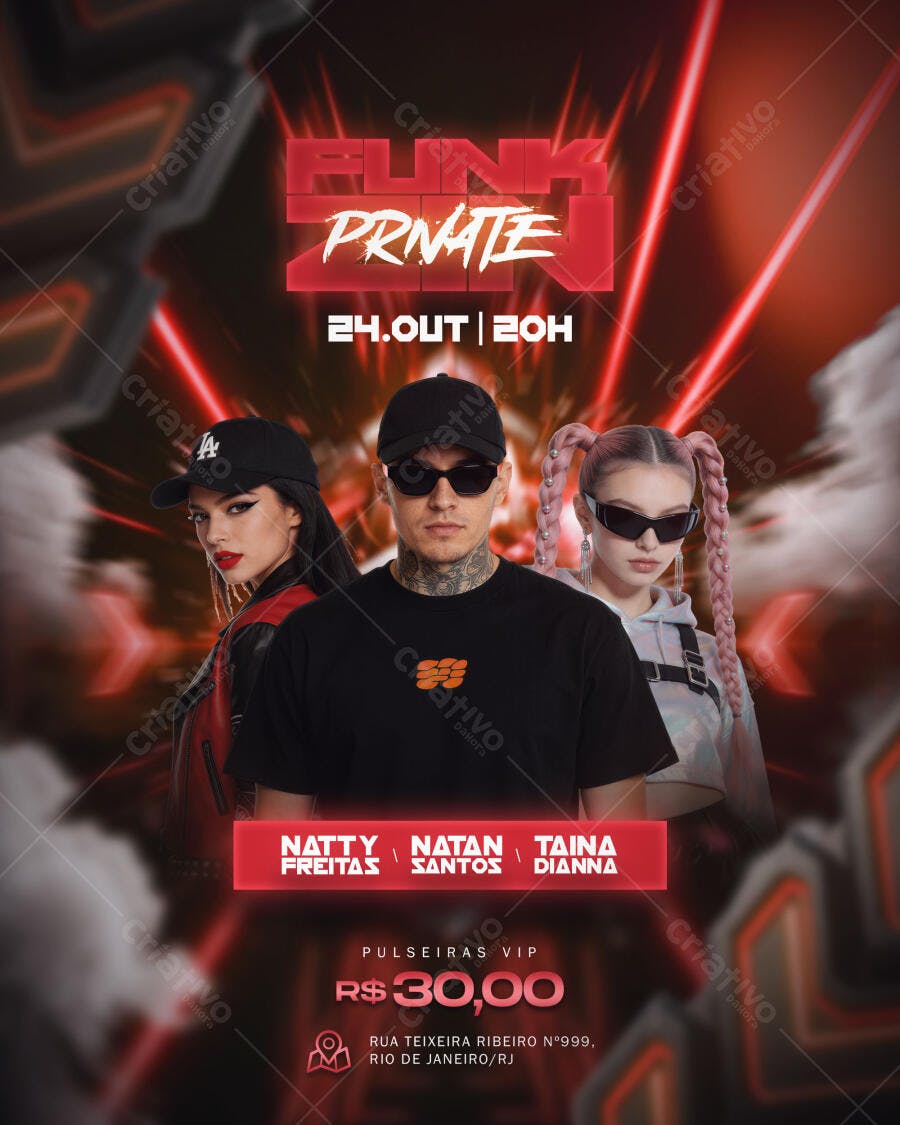 Flyer Funk Private Festa Balada PSD Editável
