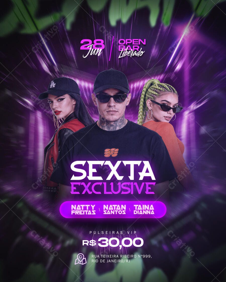 Post Instagram Balada Festa Sexta Exclusive PSD Editável