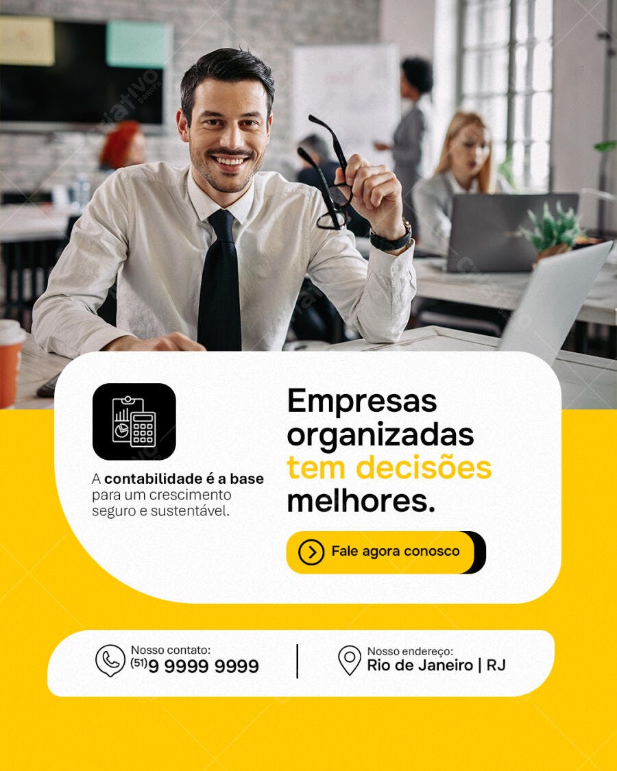 Post Instagram Contabilidade Escritório Financeiro PSD Editável