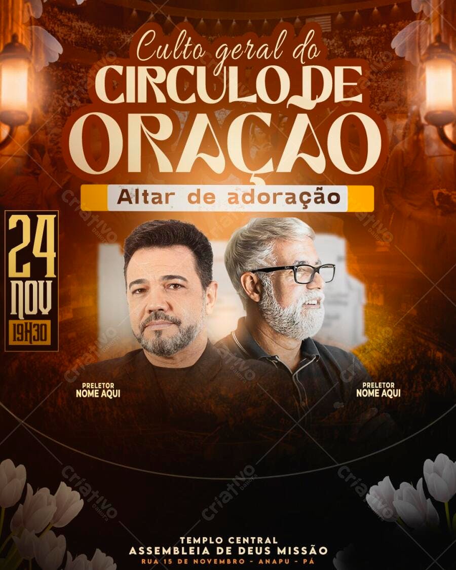 Post Instagram Culto Círculo de Oração Novembro PSD Editável