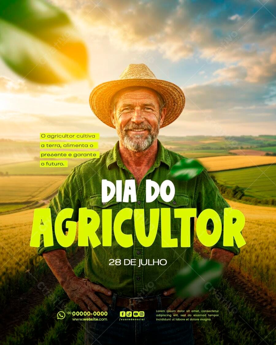 Post Instagram Dia do Agricultor 28 de Julho PSD Editável