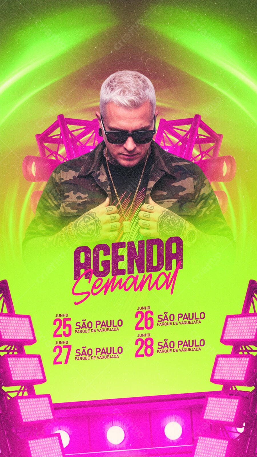Story Instagram Agenda Semanal Eventos Junho PSD Editável