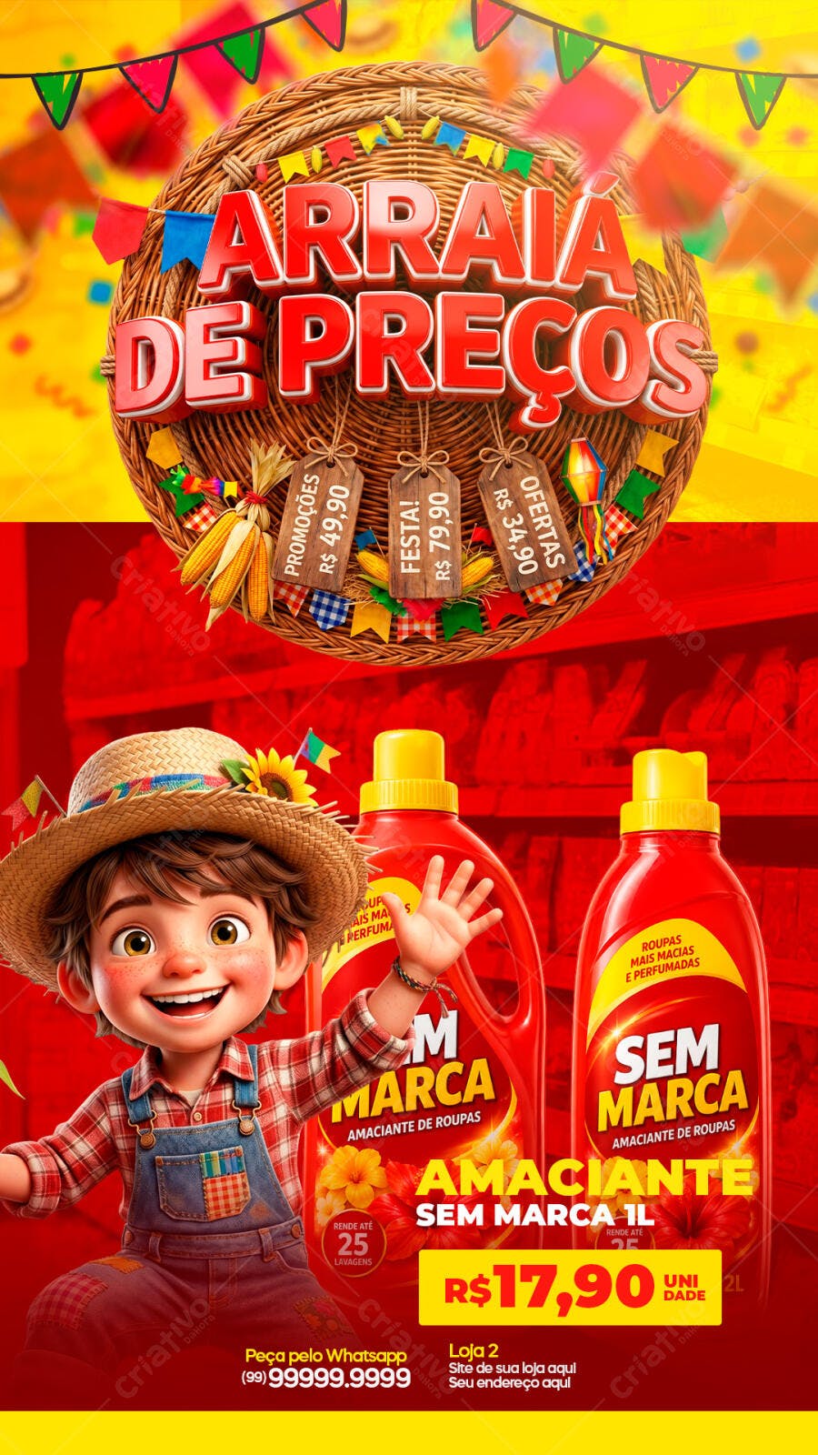Story Instagram Arraial de Preços Supermercado PSD Editável
