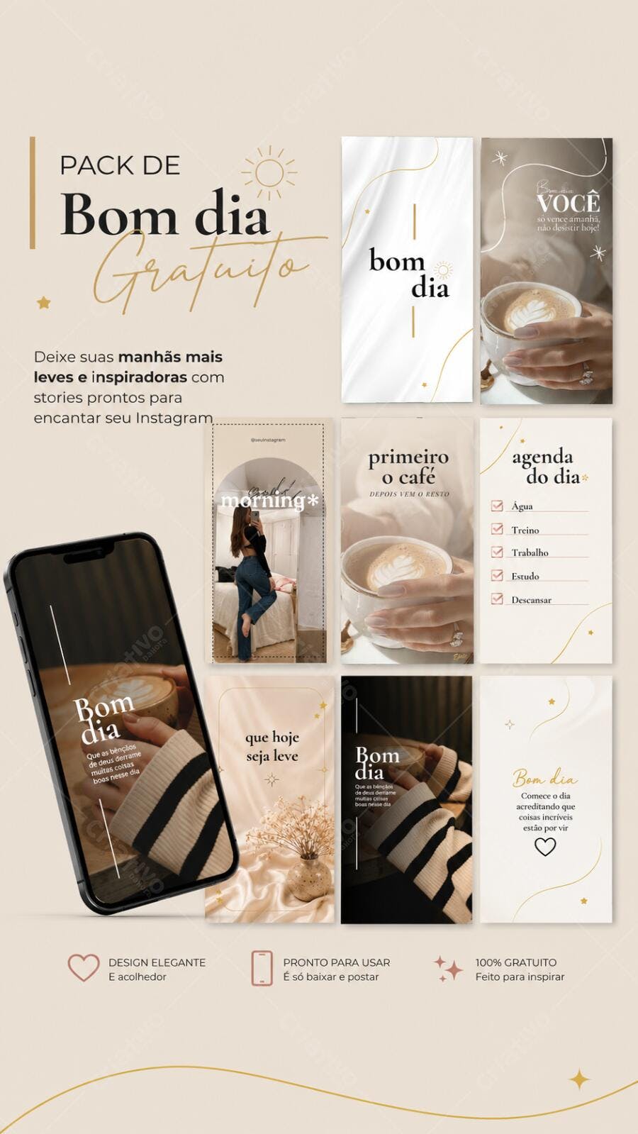 Template Canva Stories Instagram Bom Dia Minimalista Editável