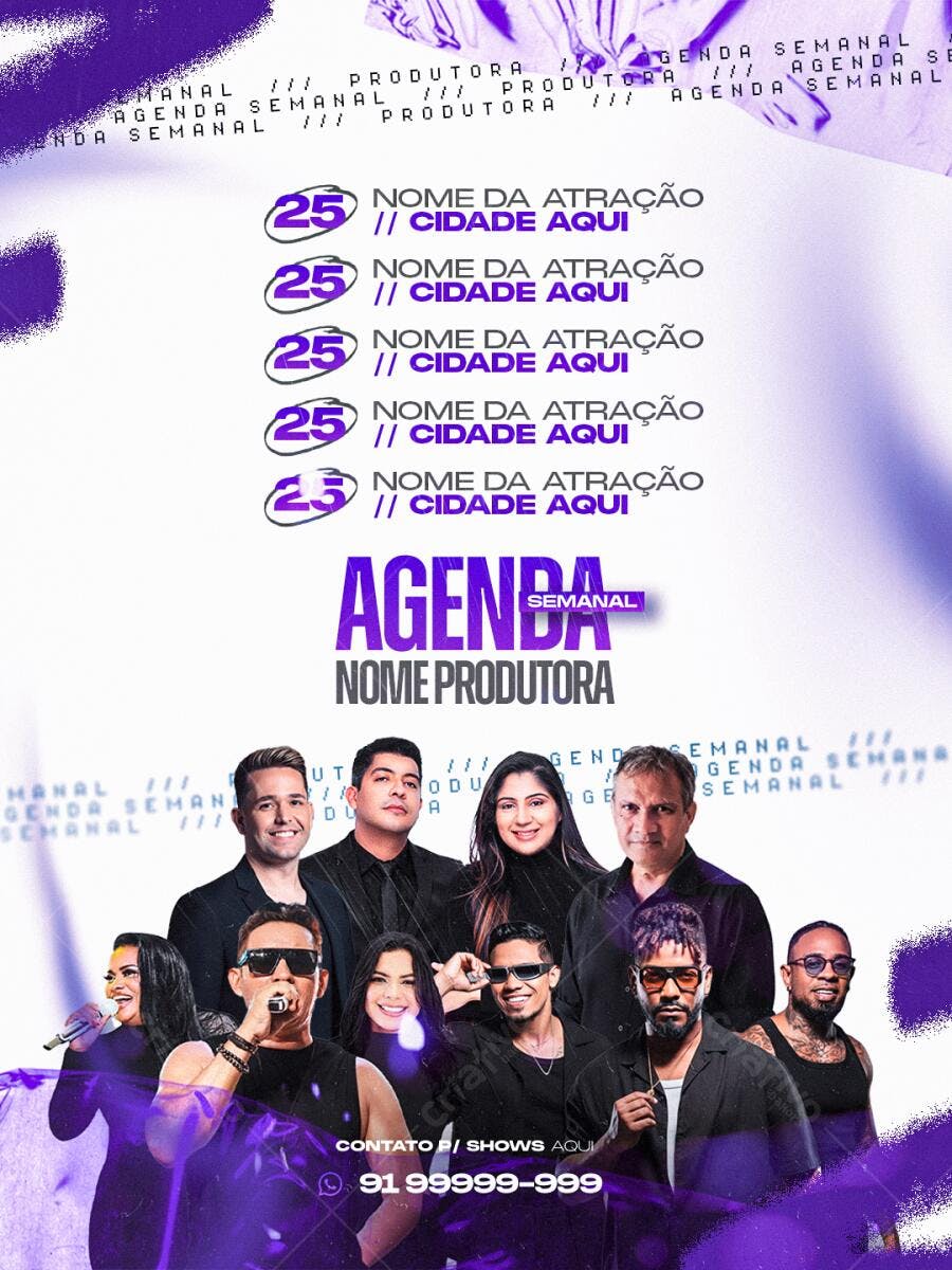 Flyer Agenda Semanal Produtora Eventos PSD Editável