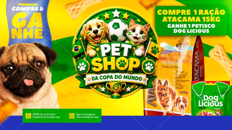 Flyer Pet Shop Copa do Mundo Promoção PSD Editável