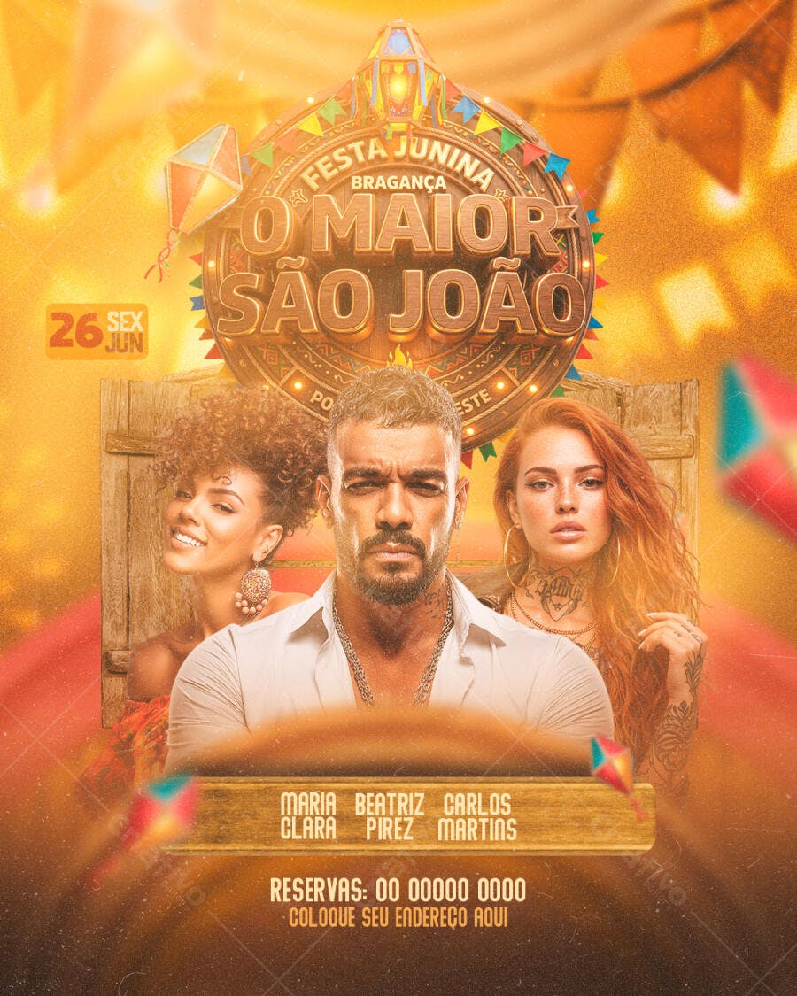 Flyer São João Festa Junina Junho PSD Editável