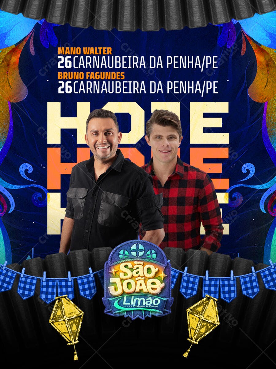 Flyer São João Festa Junina Show Limão PSD Editável
