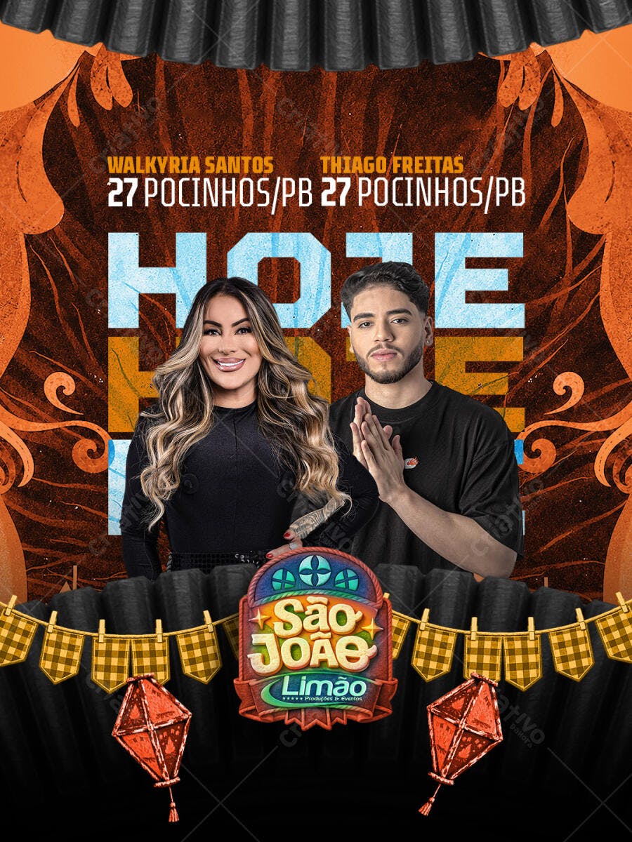 Flyer São João Festa Junina Show Musical PSD Editável