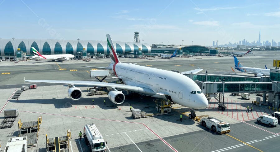 Foto Avião Airbus A380 Aeroporto Internacional Dubai Pista
