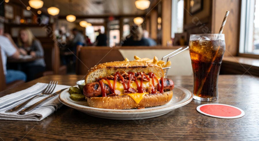Foto Hot Dog Gourmet Batata Frita Refrigerante Lanchonete