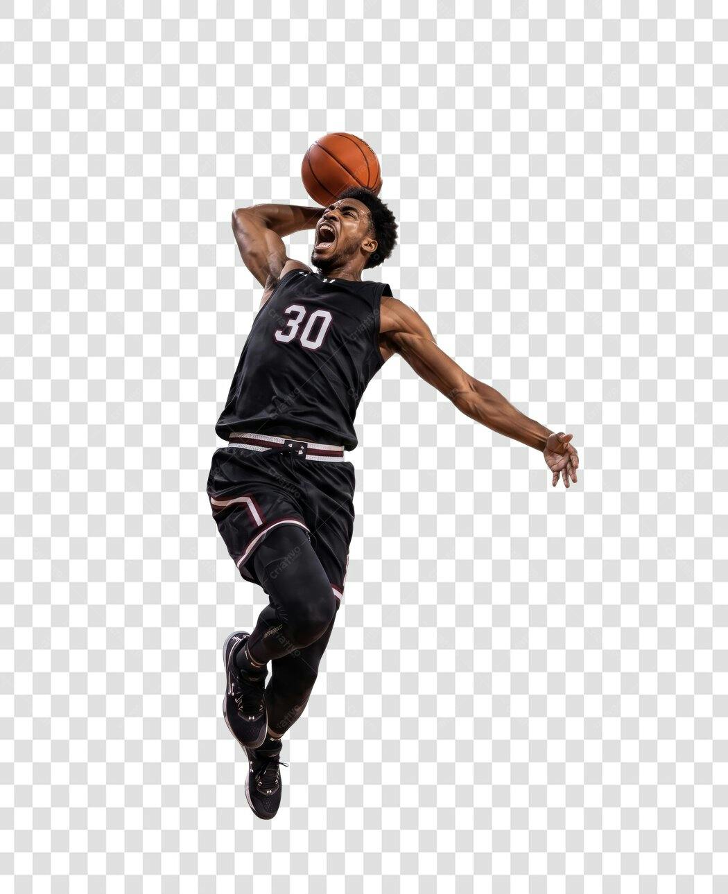 Foto Recortada Jogador Basquete Enterrada PNG Fundo Transparente