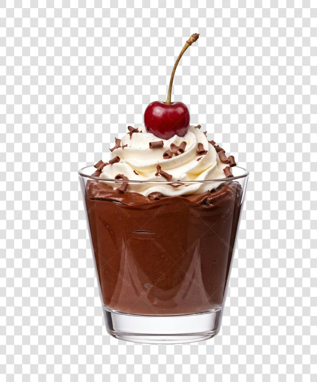 Foto Recortada Mousse Chocolate Cereja Chantilly PNG Fundo Transparente
