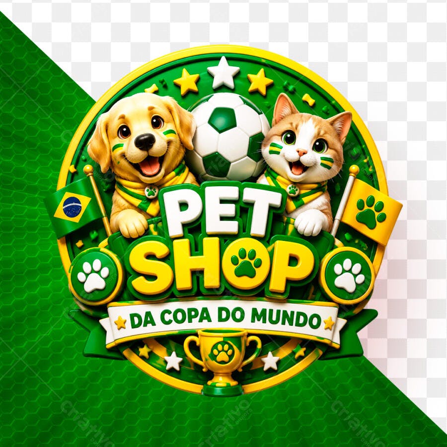 Logo Pet Shop Copa do Mundo Brasil PSD Editável