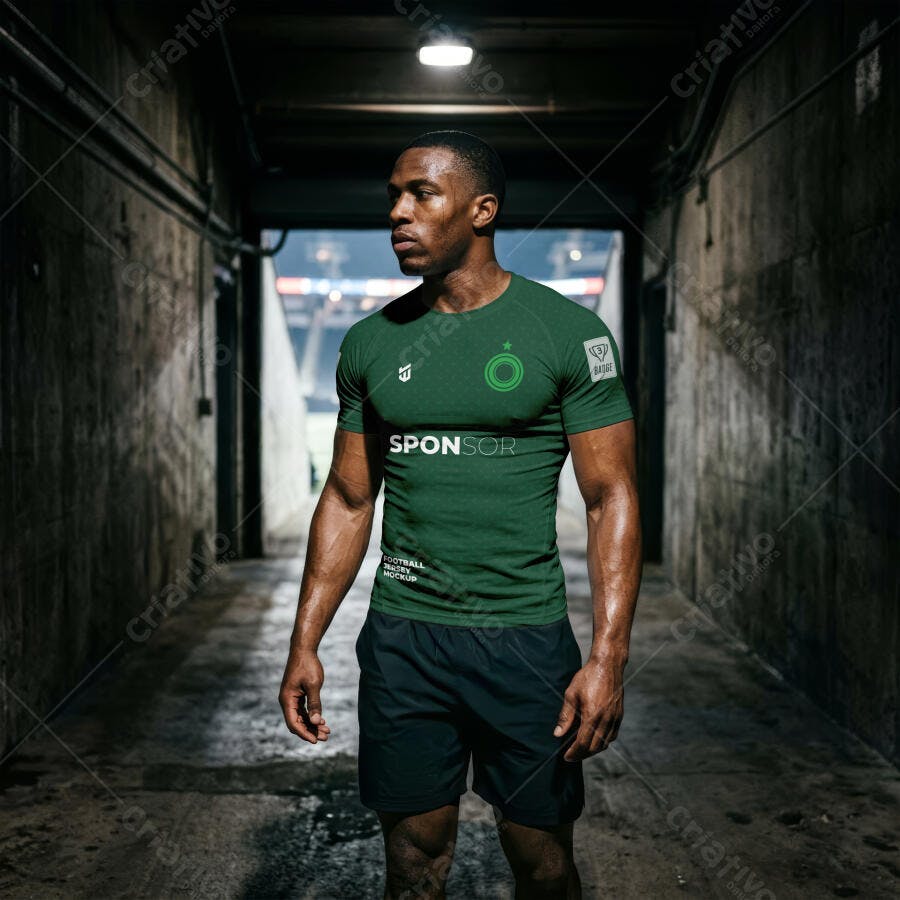 Mockup Camiseta Esportiva Masculina Verde Túnel Editável