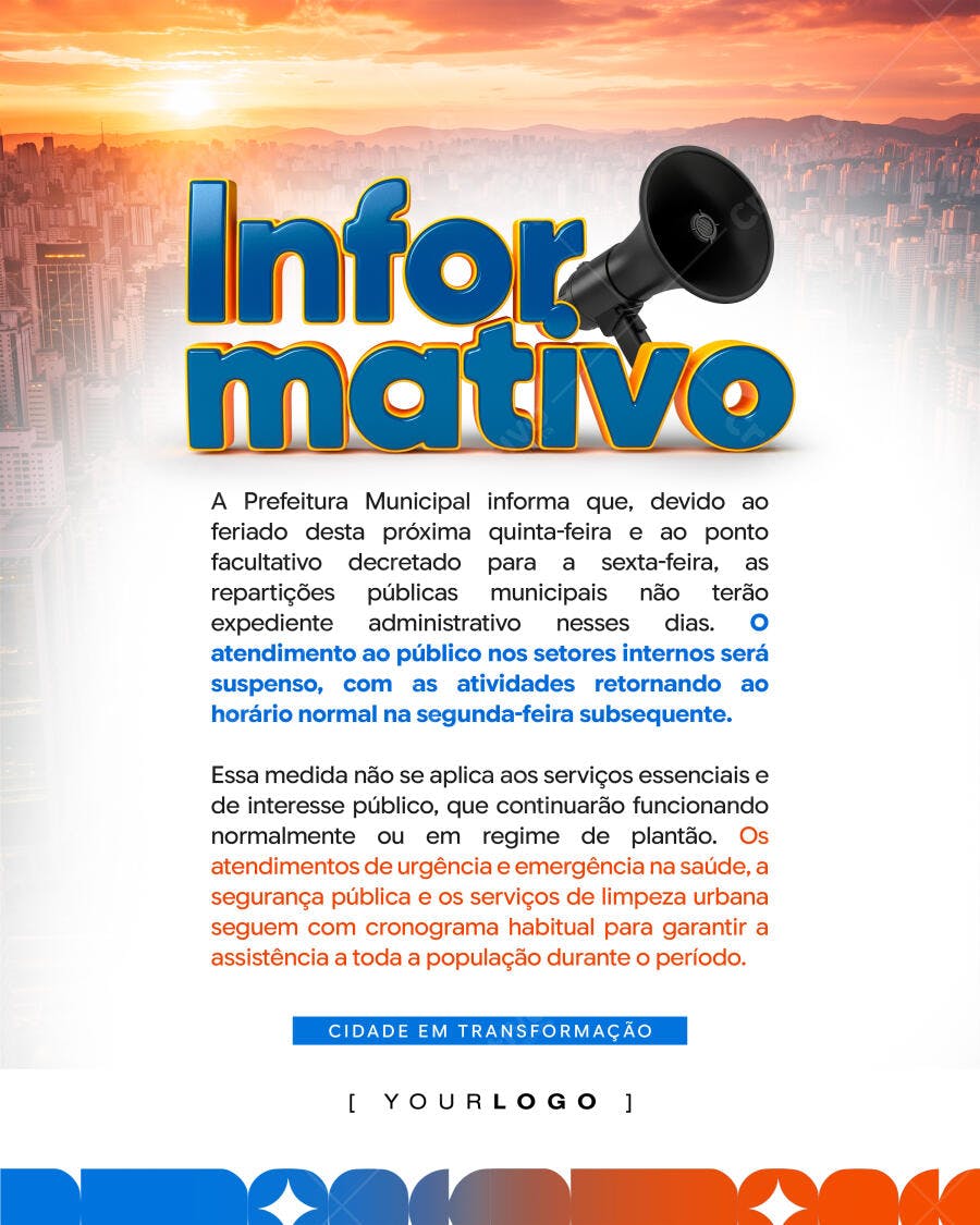 Post Informativo Prefeitura Municipal PSD Editável