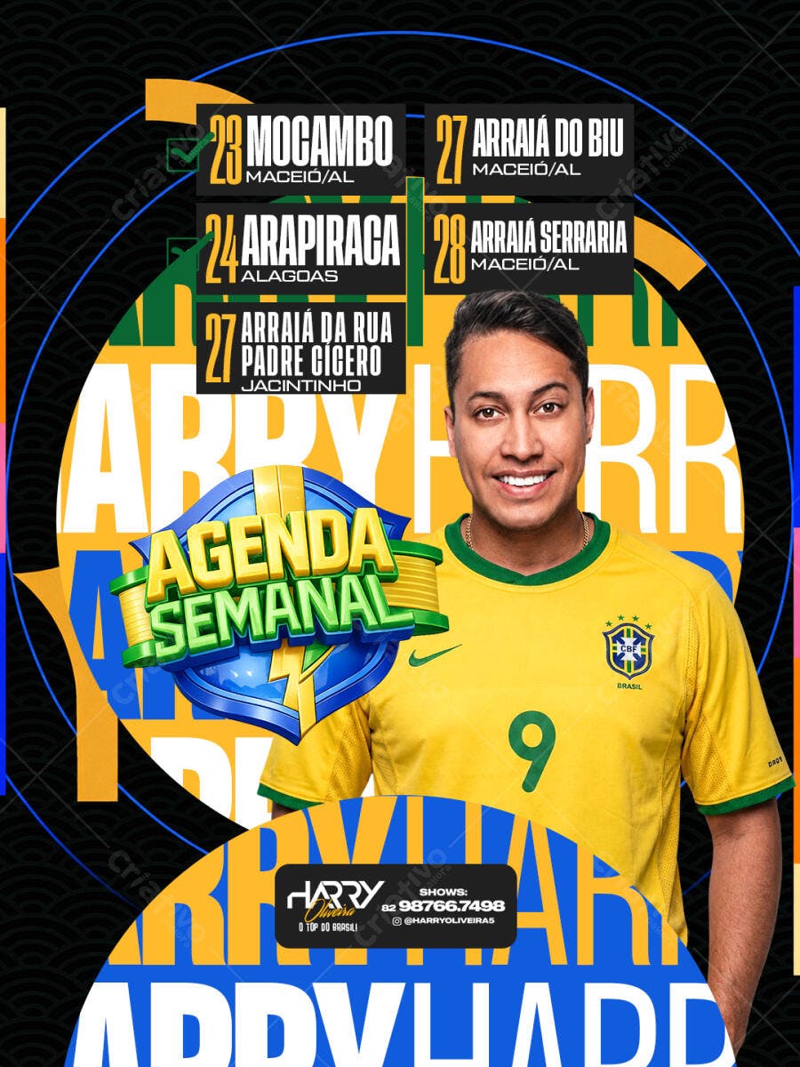Post Instagram Agenda Semanal Festa Junina PSD Editável