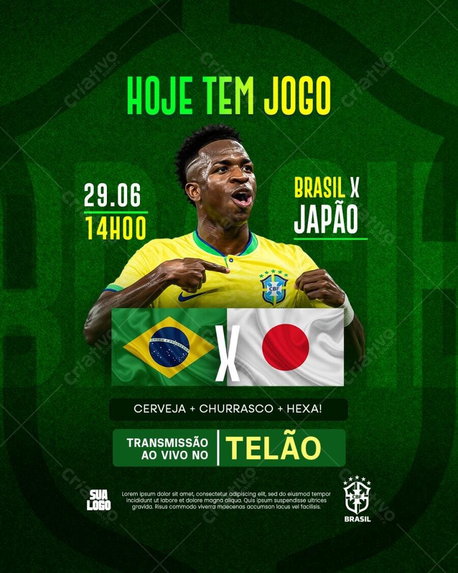 Post Instagram Jogo Brasil Copa do Mundo PSD Editável