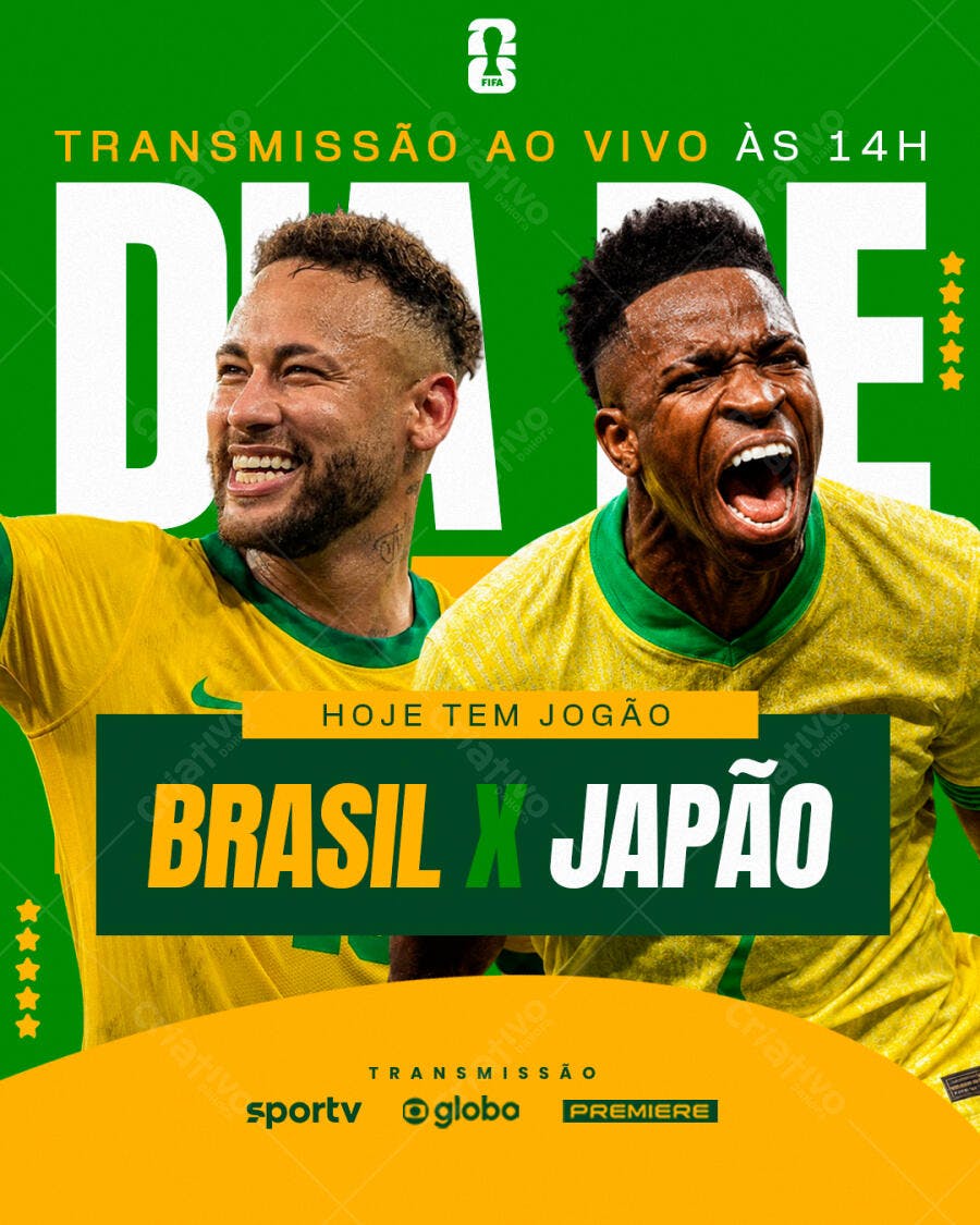 Post Instagram Jogo Brasil Copa do Mundo PSD Editável