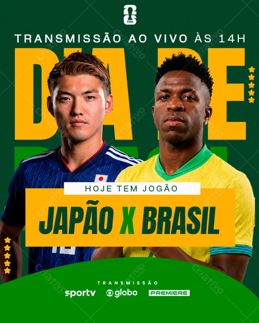 Post Instagram Jogo Futebol Japão Brasil PSD Editável
