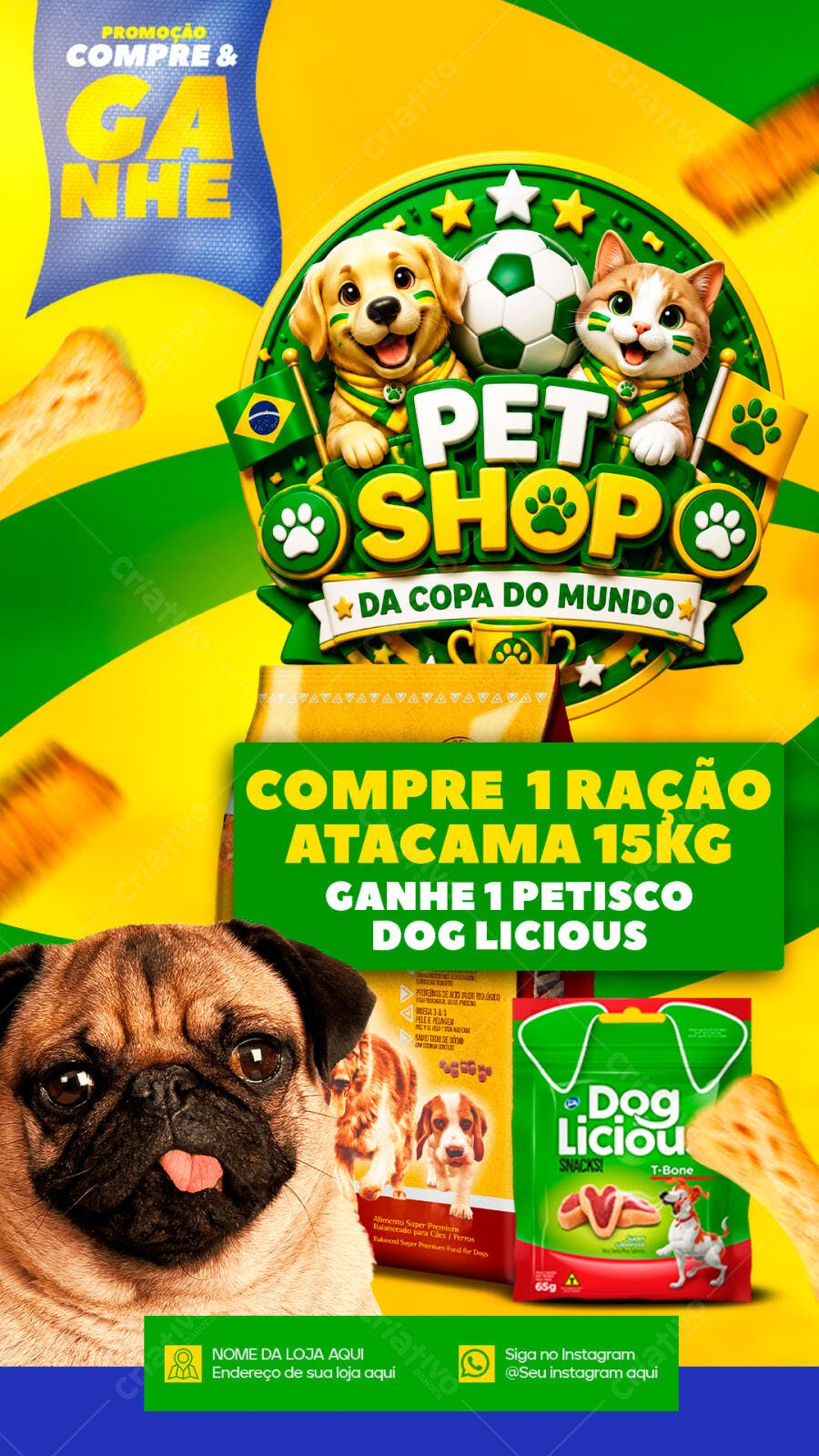 Post Instagram Pet Shop Copa do Mundo PSD Editável