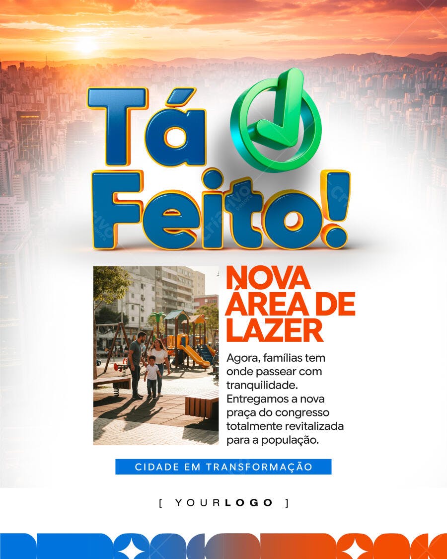Post Social Media Inauguração Área de Lazer PSD Editável
