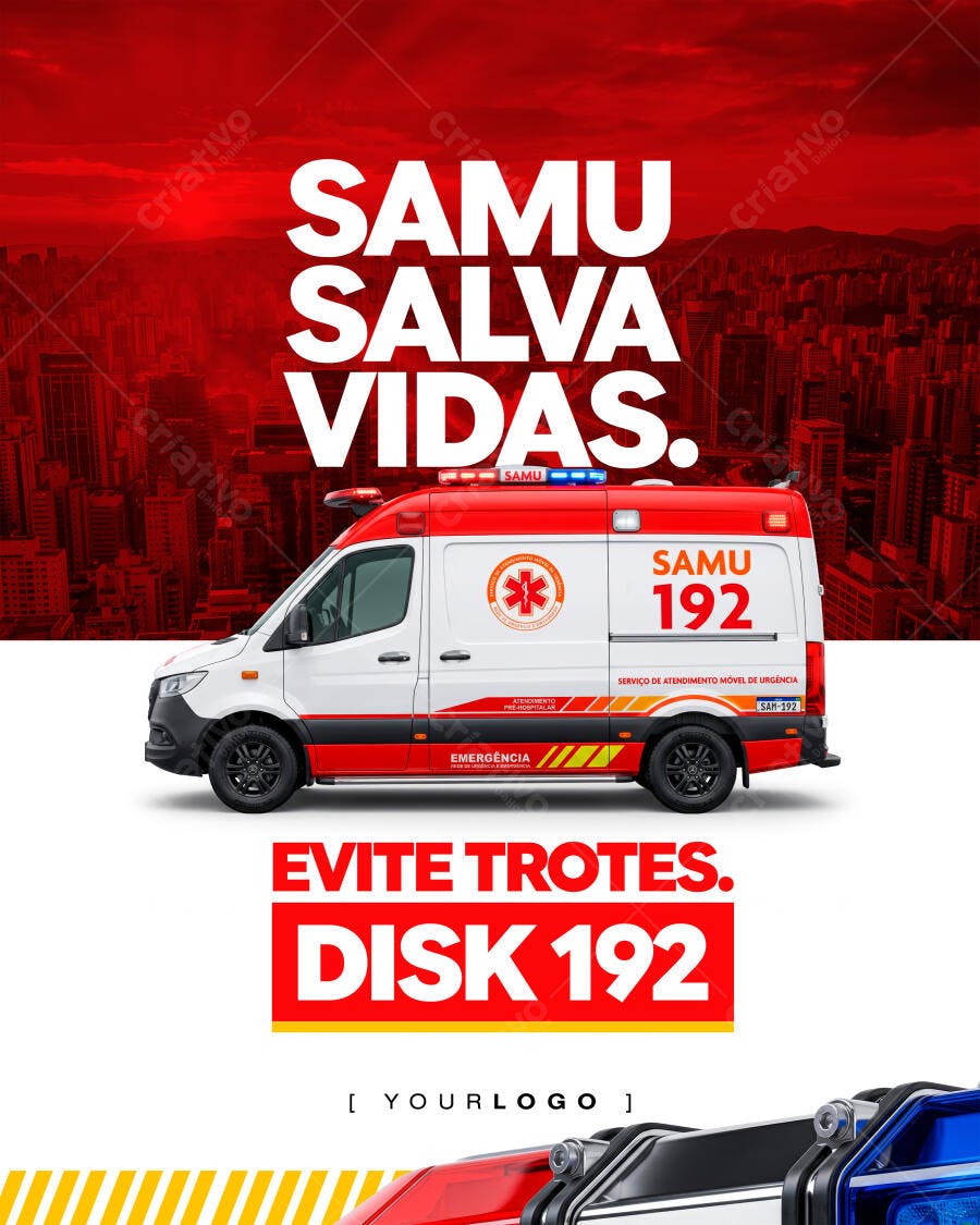Post Social Media SAMU 192 Saúde Pública PSD Editável
