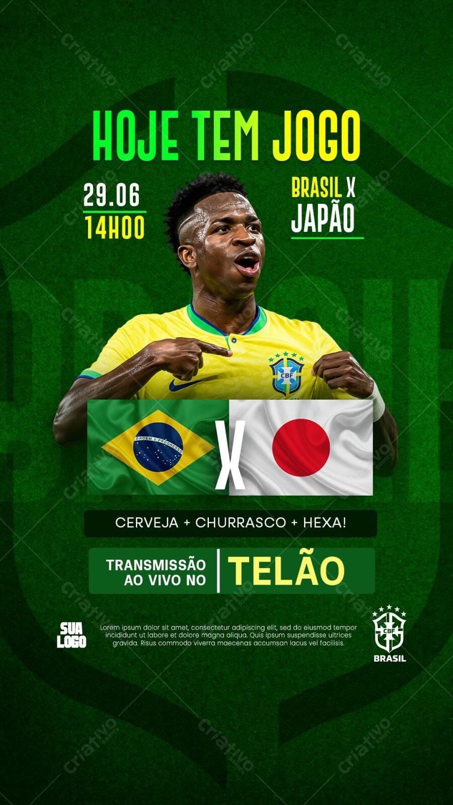 Story Jogo Brasil x Japão Futebol PSD Editável