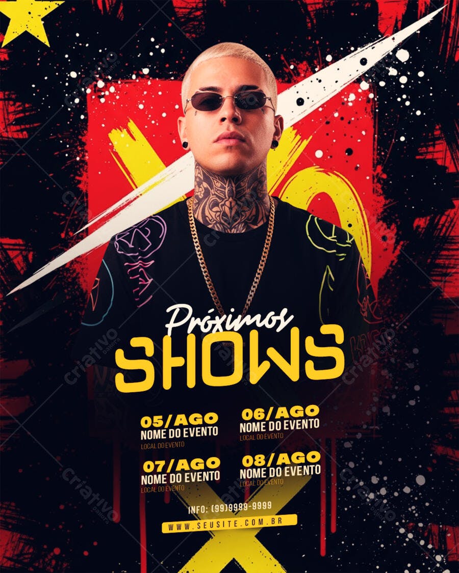Flyer Próximos Shows Evento Musical PSD Editável
