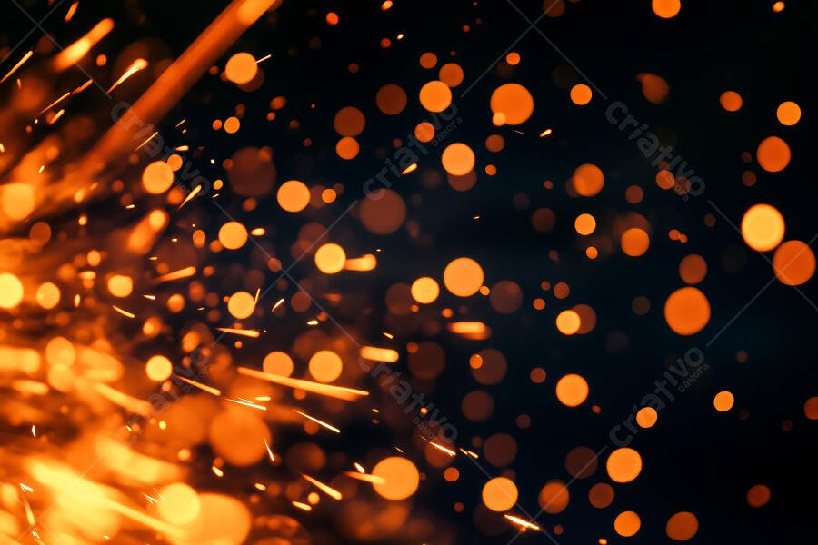 Foto Fagulhas Brilhantes Laranja Escuro Abstrato Bokeh