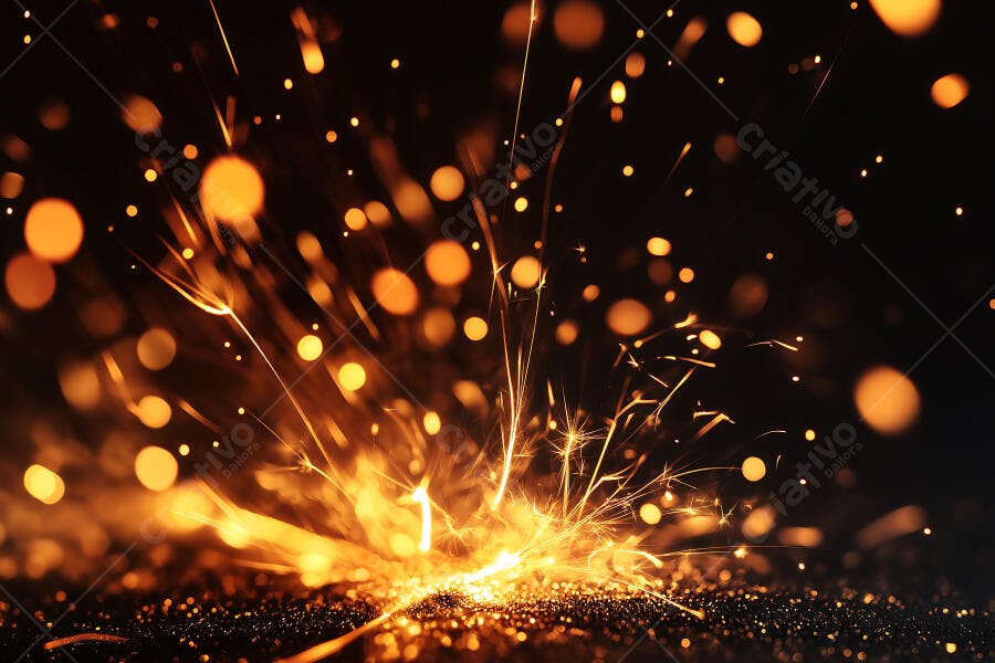 Foto Faíscas Douradas Explosão Brilho Fundo Escuro Bokeh