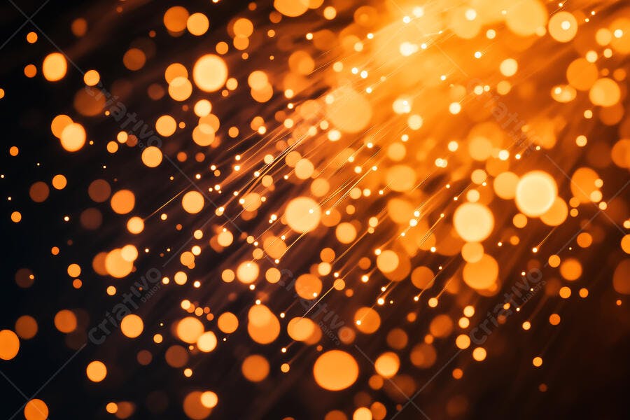Foto Fibra Óptica Abstrata Fundo Escuro Bokeh Laranja