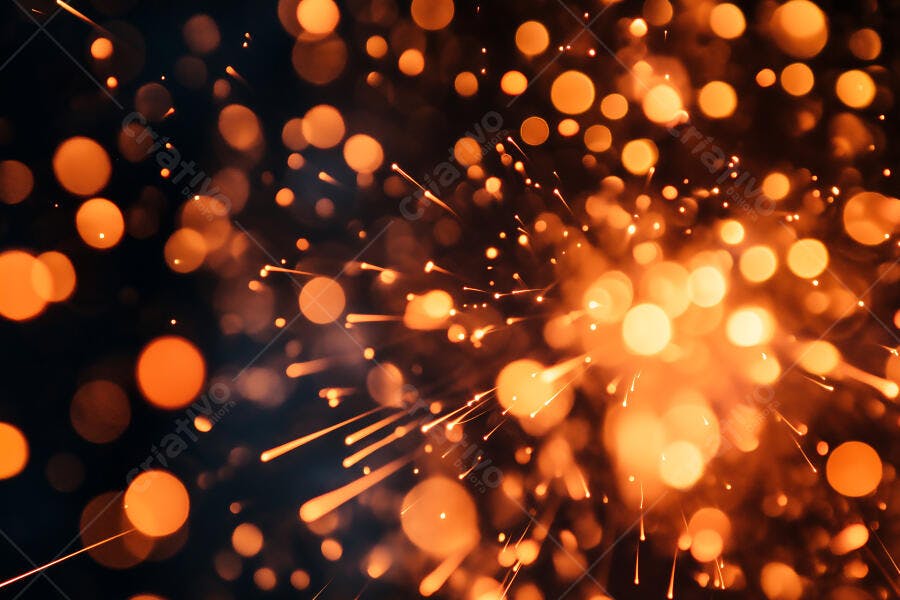 Foto Fundo Bokeh Laranja Faíscas Brilhantes Abstrato Escuro