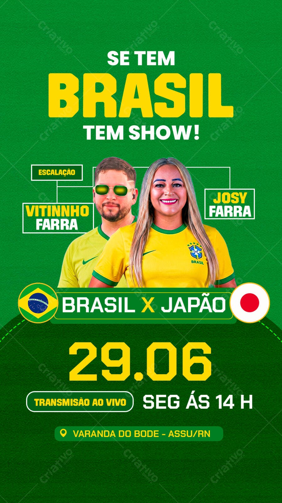 Post Brasil Jogo Futebol Junho PSD Editável