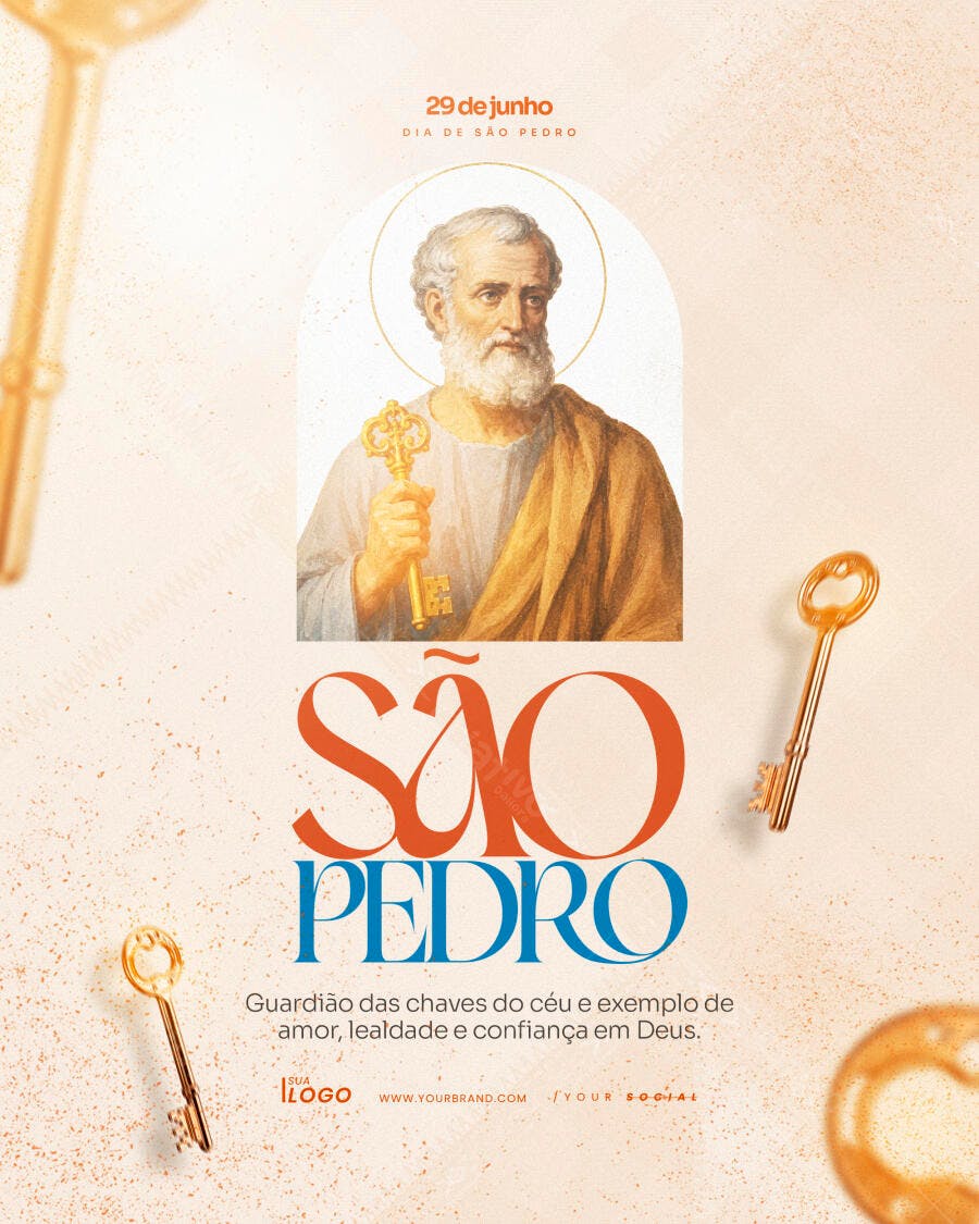 Post Instagram Dia de São Pedro 29 de Junho PSD Editável
