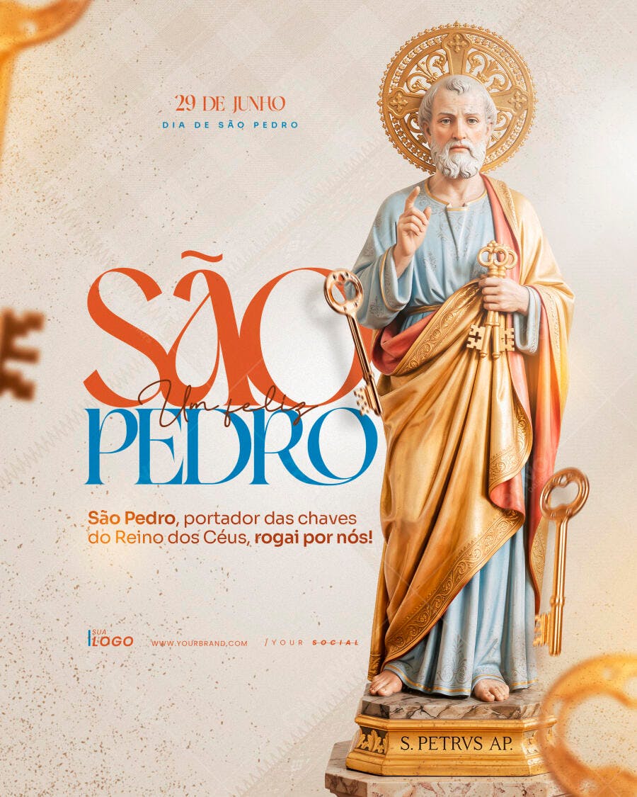 Post Instagram Dia de São Pedro 29 de Junho PSD Editável
