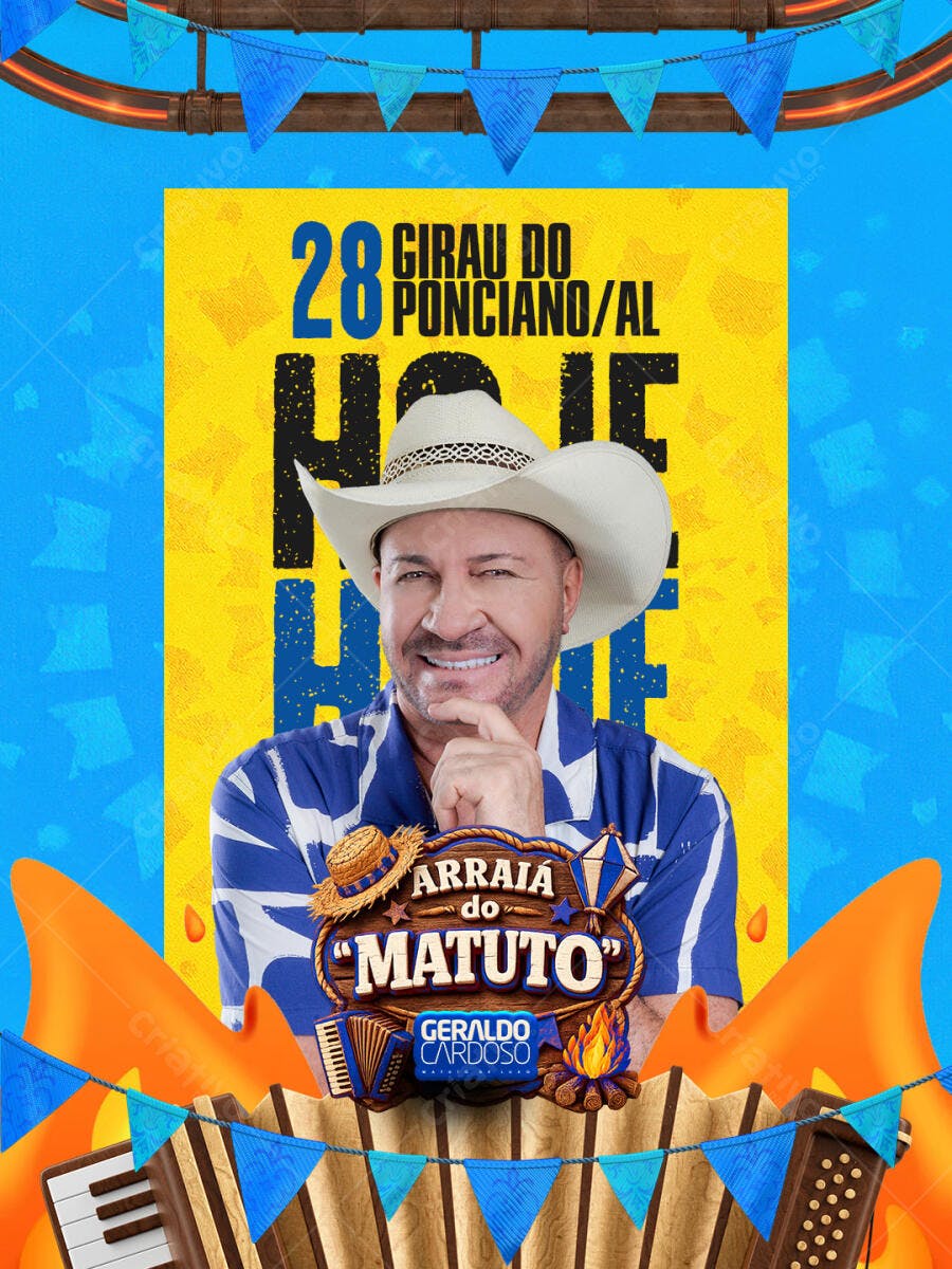 Flyer Festa Junina Arraial do Matuto PSD Editável
