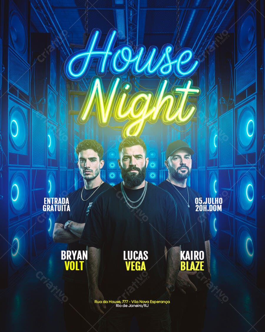 Flyer House Night Festa Balada DJ PSD Editável